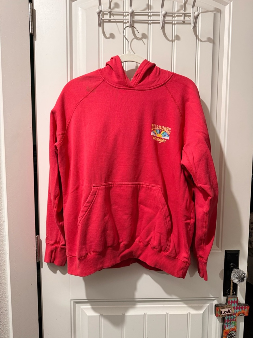 Wrangler Bright Red Crewneck Hoodie with Small Chest Logo